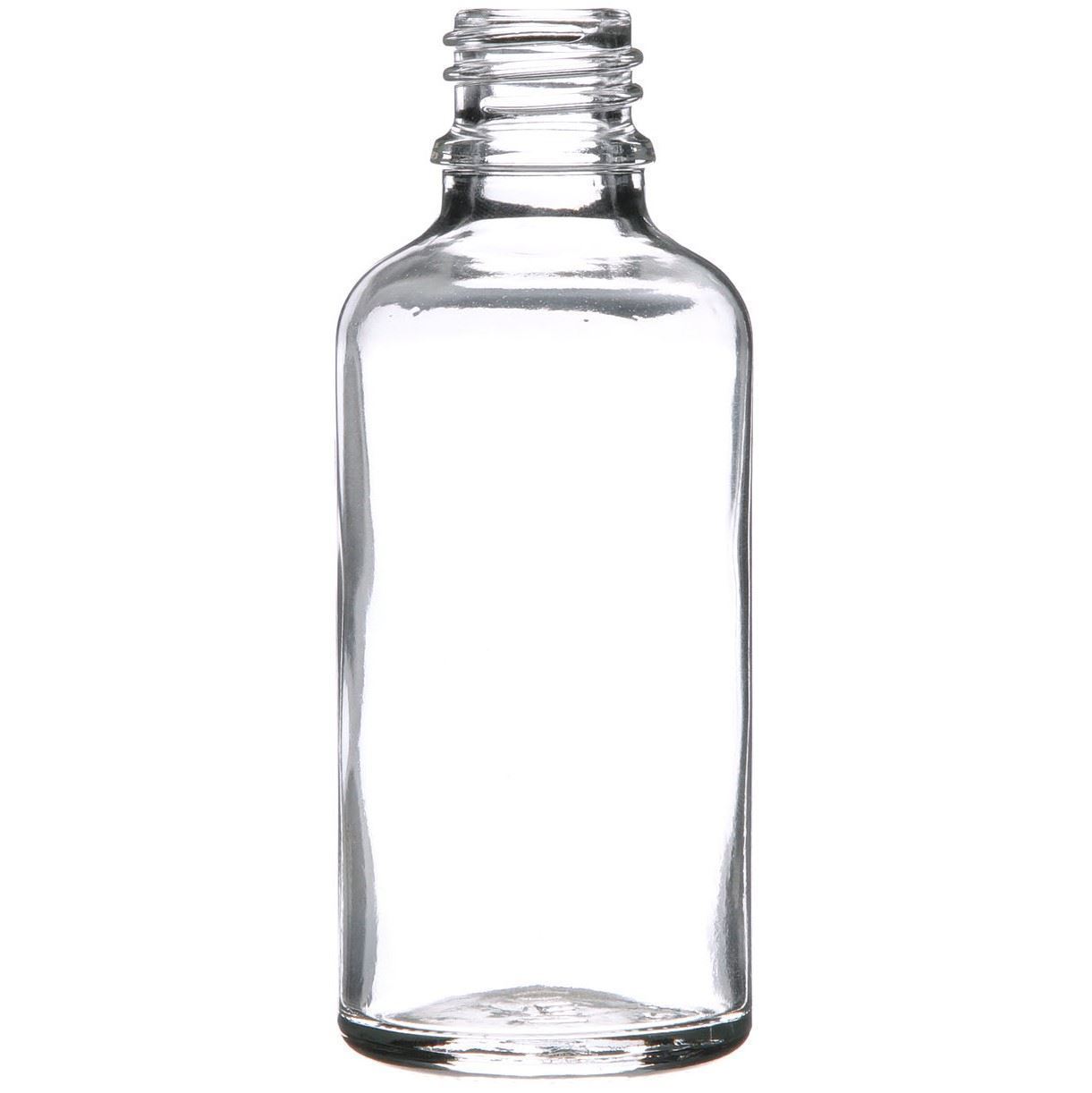 50-ml-glass-boston-round-dropper-bottle-18mm-neck-finish-clear transparent