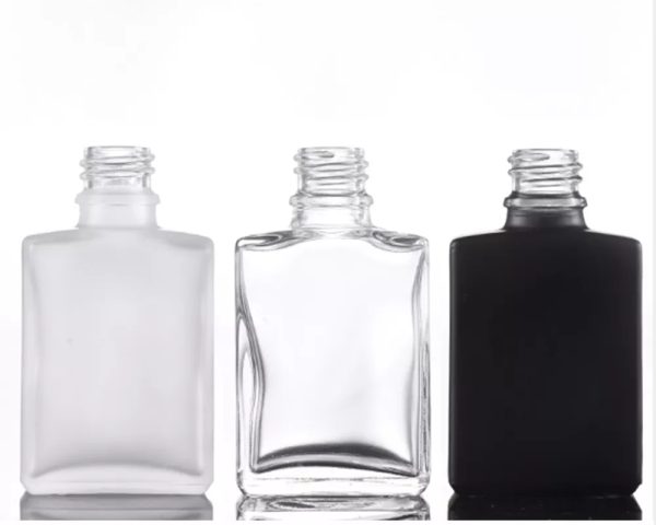 30ml Matte black clear frost Square Glass Bottle 18mm Neck Finish cap with glss dropper