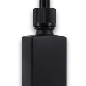 30ml Matte black Square Glass Bottle 18mm Neck Finish cap with glss dropper