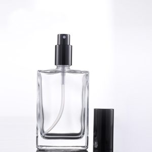 100ml clear square glass perfume bottle with different color lip