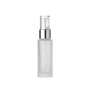 1 oz Frosted Clear Glass Cylinder Bottle 20-410 Silver Fine Mist Sprayer